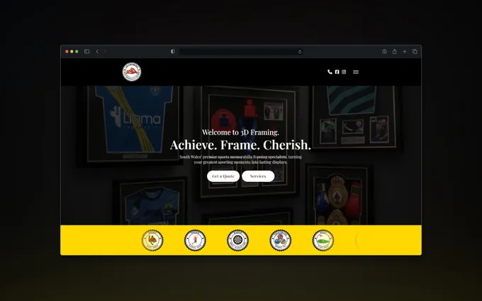 3D Framing website designed by NC Digital