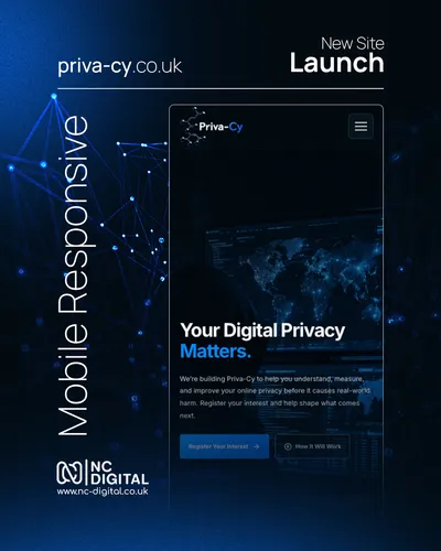 Priva-Cy homepage opening section on a mobile phone