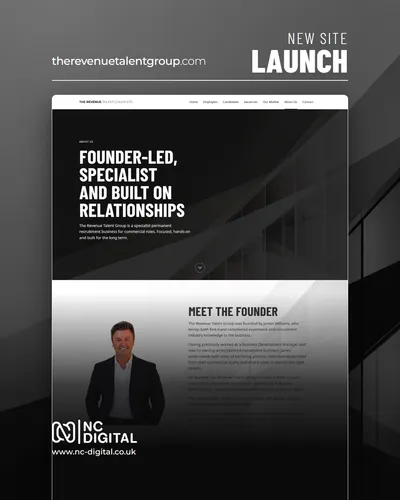 The Revenue Talent Group About Us page introducing the founder